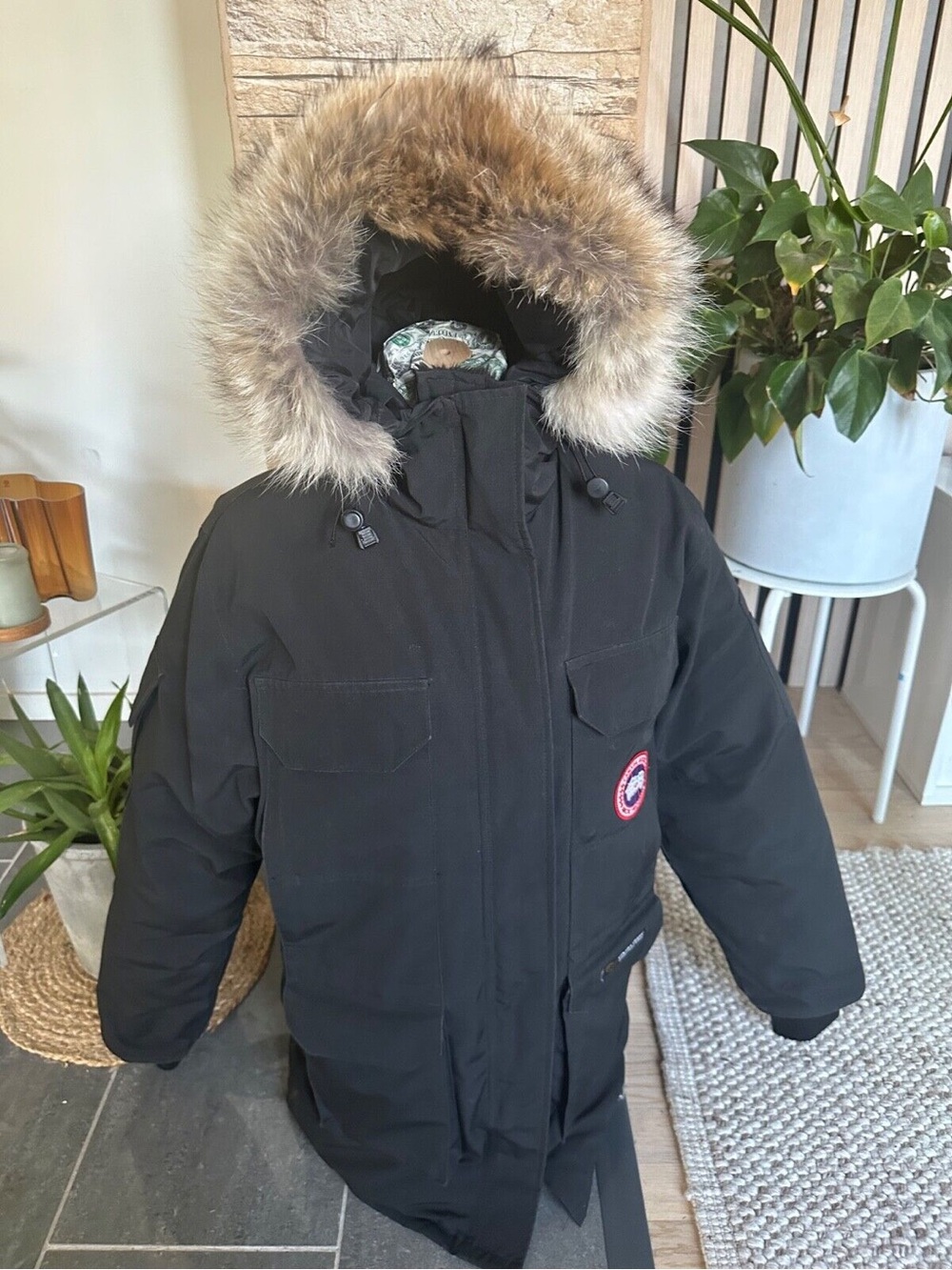 Canada Goose Black Down Puffer Parka with Fur Hood